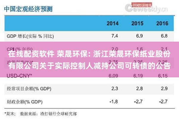 在线配资软件 荣晟环保: 浙江荣晟环保纸业股份有限公司关于实际控制人减持公司可转债的公告
