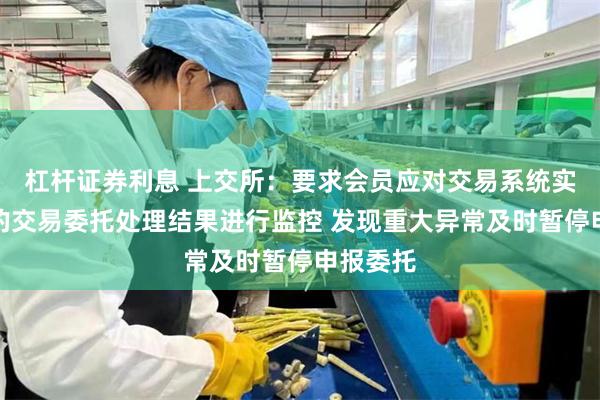 杠杆证券利息 上交所：要求会员应对交易系统实时返回的交易委托处理结果进行监控 发现重大异常及时暂停申报委托