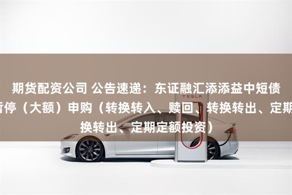 期货配资公司 公告速递：东证融汇添添益中短债基金基金暂停（大额）申购（转换转入、赎回、转换转出、定期定额投资）