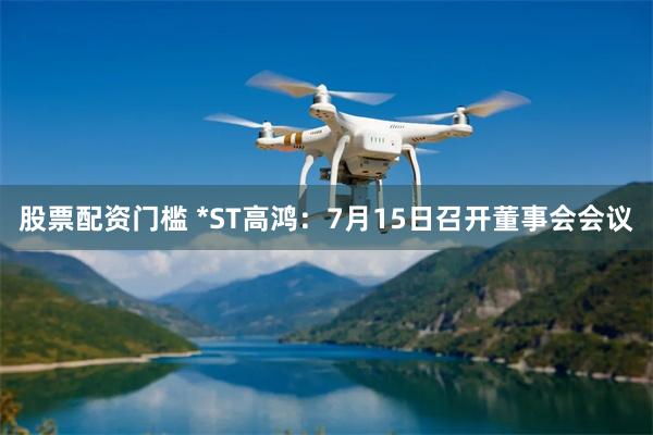 股票配资门槛 *ST高鸿：7月15日召开董事会会议