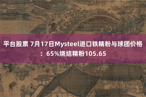 平台股票 7月17日Mysteel进口铁精粉与球团价格：65%烧结精粉105.65