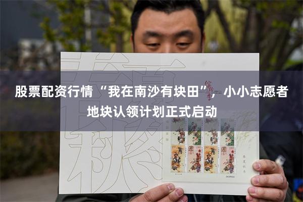 股票配资行情 “我在南沙有块田”，小小志愿者地块认领计划正式启动
