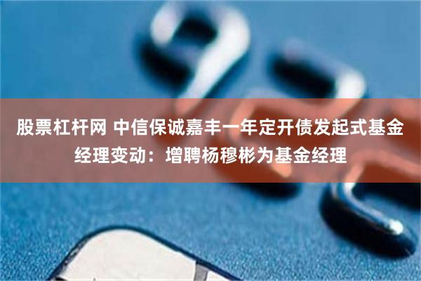 股票杠杆网 中信保诚嘉丰一年定开债发起式基金经理变动：增聘杨穆彬为基金经理