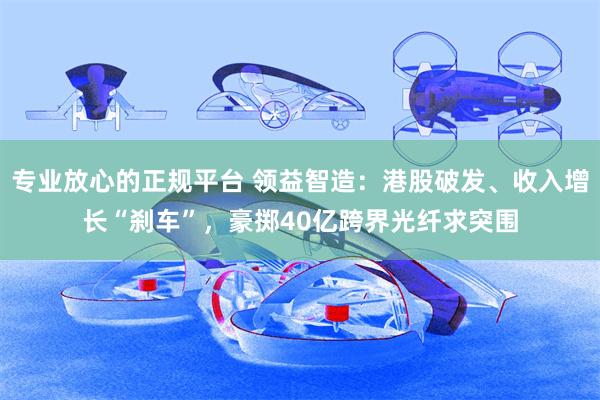 专业放心的正规平台 领益智造:港股破发、收入增长“刹车”,豪掷40亿跨界光纤求突围