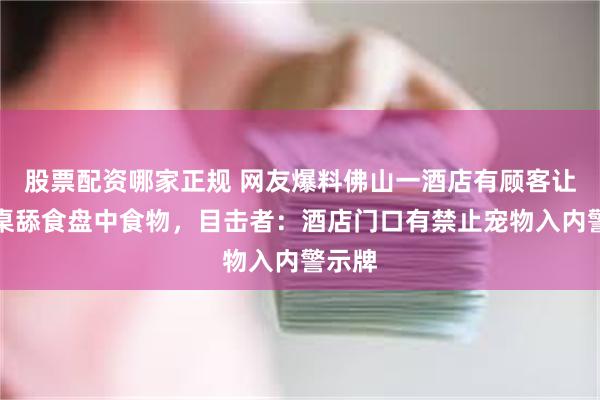 股票配资哪家正规 网友爆料佛山一酒店有顾客让狗上桌舔食盘中食物,目击者:酒店门口有禁止宠物入内警示牌